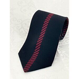 Pancaldi For Marek Black & Red Diagonal Striped Silk‎ Tie Made In Italy #1181